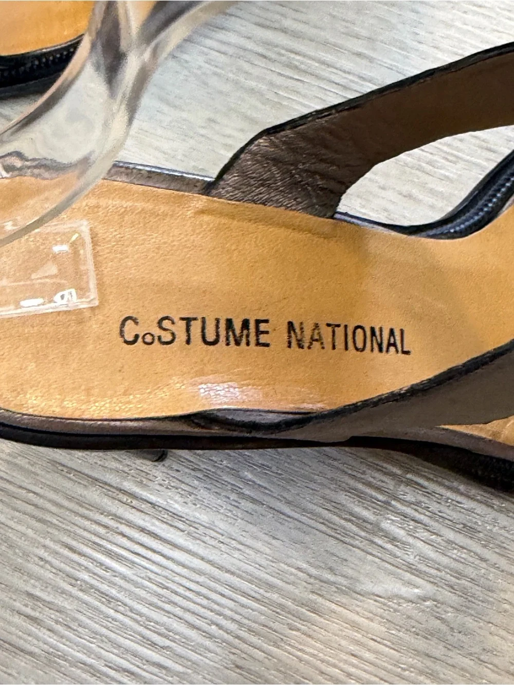 Costume National Leather Strap Heel Sandals 8 Sz 38 Metallic Brown Made In Italy